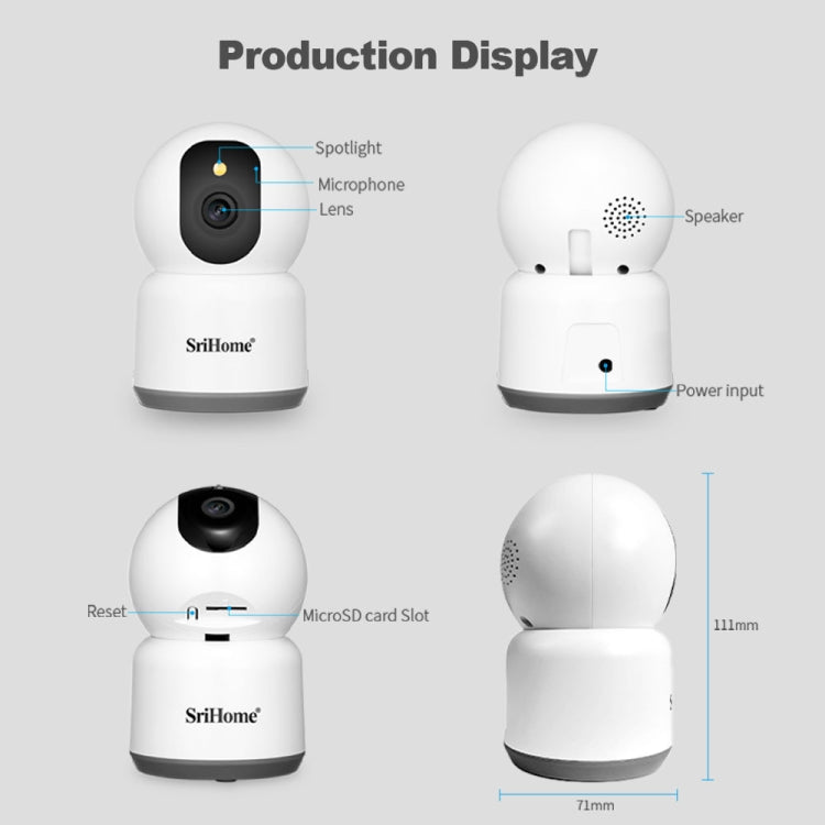 SirHome SH038 5MP QHD 5G WiFi IP Camera, Support Night Color & Motion Detection & Two Way Talk & Human Detection & TF Card, EU Plug - Wireless Camera by SriHome | Online Shopping UK | buy2fix
