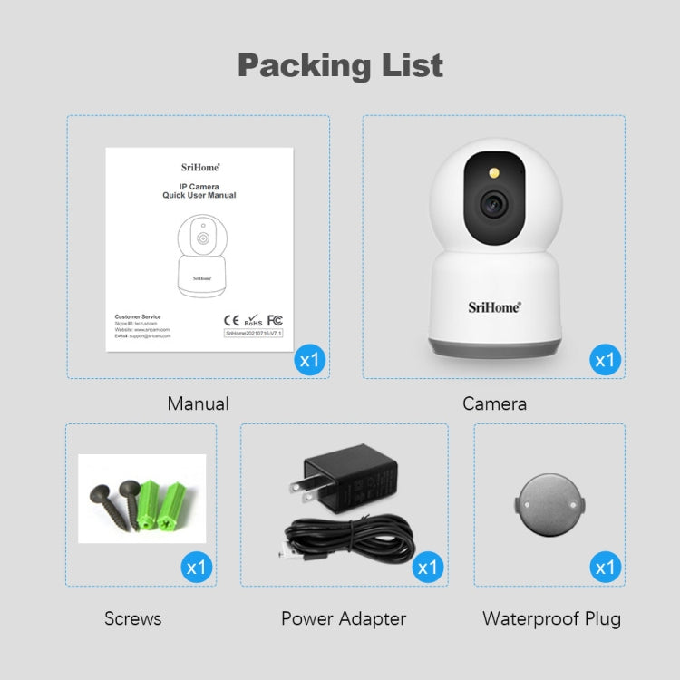 SirHome SH038 5MP QHD 5G WiFi IP Camera, Support Night Color & Motion Detection & Two Way Talk & Human Detection & TF Card, EU Plug - Wireless Camera by SriHome | Online Shopping UK | buy2fix