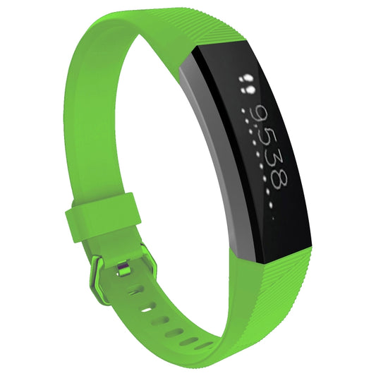 Solid Color Silicone Watch Band for FITBIT Alta / HR, Size: L(Green) by buy2fix