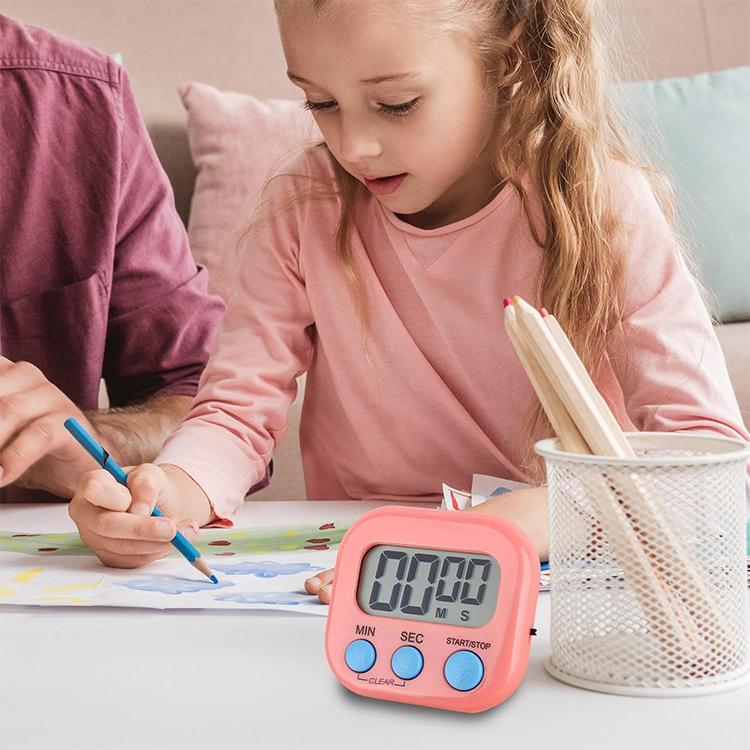 Digital Kitchen Timer Electronic Alarm Magnetic Backing with LCD Display for Cooking Baking Sports Games Office(Pink) - Digital Countdown by buy2fix | Online Shopping UK | buy2fix