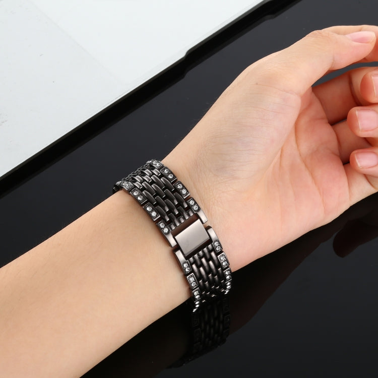 For Fitbit Charge 3 Diamond-studded Stainless Steel Watch Band(Black) by buy2fix