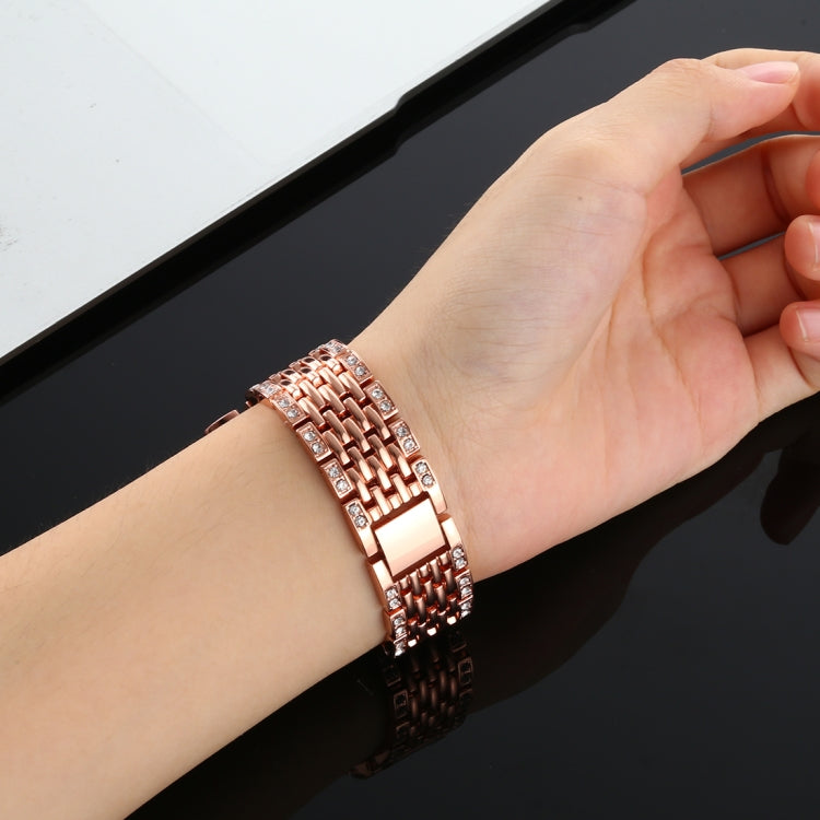 For Fitbit Charge 3 Diamond-studded Stainless Steel Watch Band(Rose Gold) by buy2fix