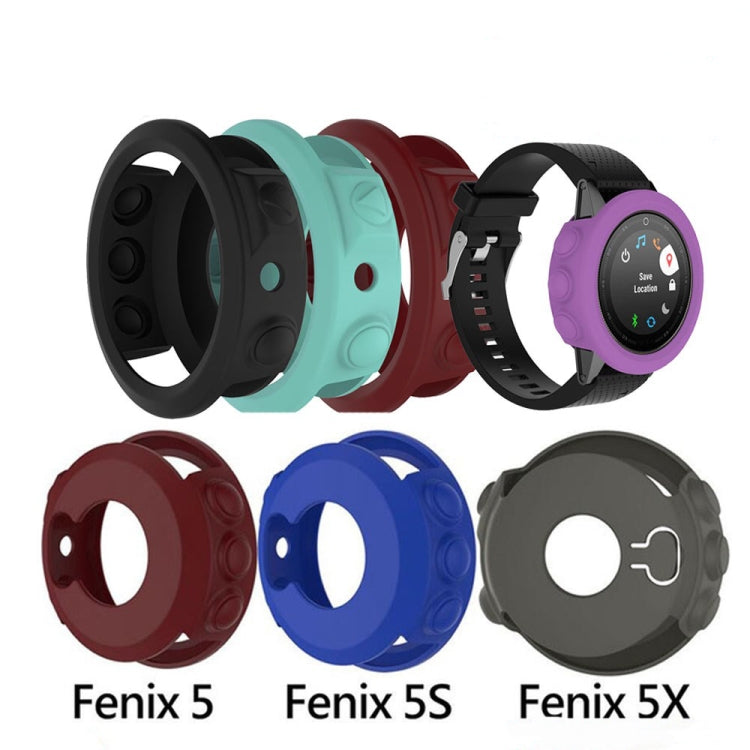 Solid Color Silicone Watch Protective Case for Garmin Fenix 5(Purple) by ENKAY