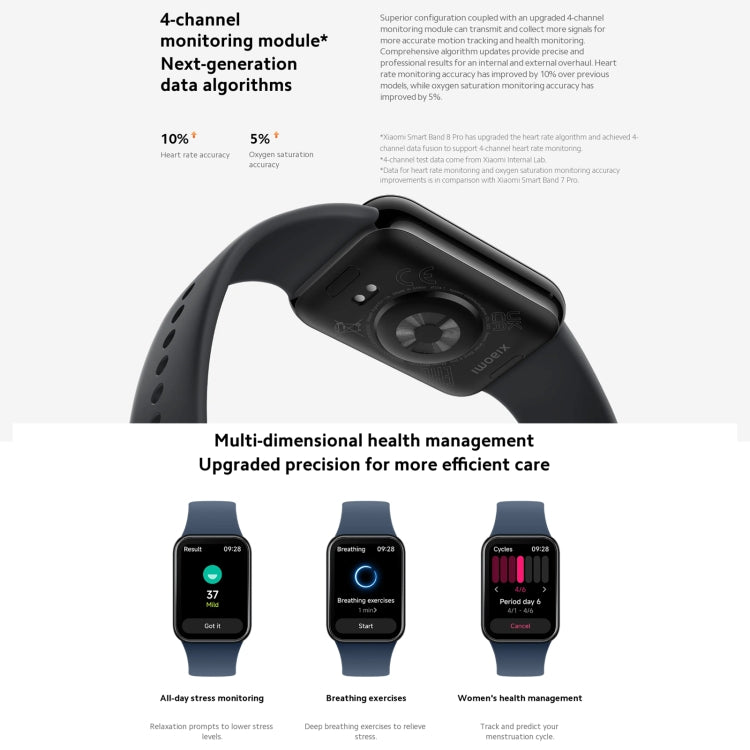 Original Xiaomi Mi Band 8 Pro Global 1.74 inch AMOLED Full Color Screen 5ATM Waterproof Smart Watch, Support GPS / Heart Rate (Black) - Wearable Devices by Xiaomi | Online Shopping UK | buy2fix