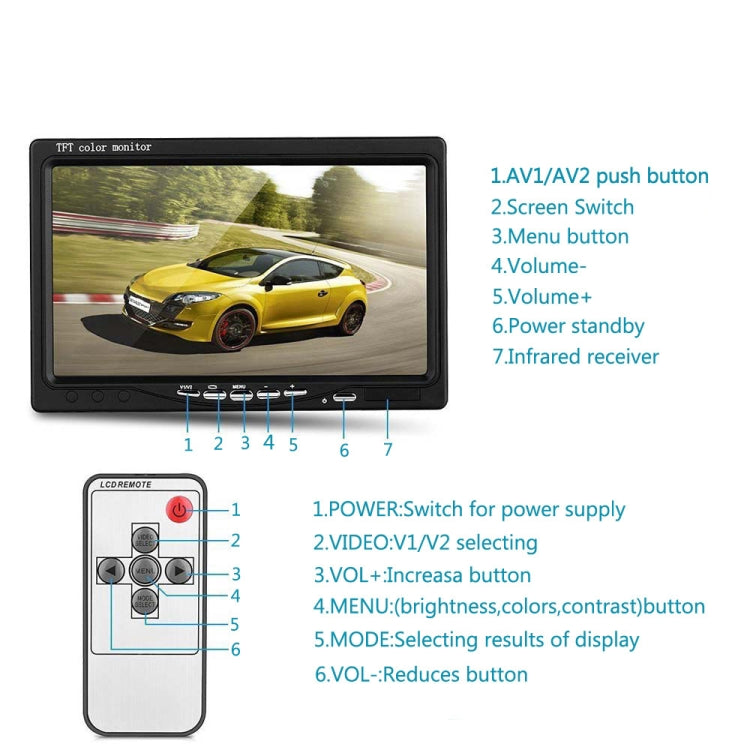 A1509 7 inch HD Car 12 IR Night Vision Rear View Backup Camera Rearview Monitor with 15m Cable - Rear View Cameras by buy2fix | Online Shopping UK | buy2fix