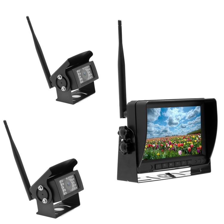 K0232 7 inch 140 Degrees Wide Angle HD Car Rear View Backup Dual Cameras Rearview Monitor Split Screen - Rear View Cameras by buy2fix | Online Shopping UK | buy2fix