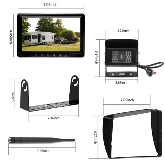 K0232 7 inch 140 Degrees Wide Angle HD Car Rear View Backup Dual Cameras Rearview Monitor Split Screen - Rear View Cameras by buy2fix | Online Shopping UK | buy2fix