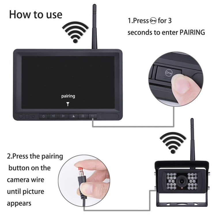 K0232 7 inch 140 Degrees Wide Angle HD Car Rear View Backup Dual Cameras Rearview Monitor Split Screen - Rear View Cameras by buy2fix | Online Shopping UK | buy2fix