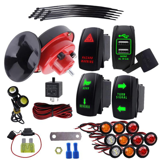 ATV UTV SXS Turn Signal Street Legal Blinker Kit Horn Wiring Harness Kit - Car Light Accessories by buy2fix | Online Shopping UK | buy2fix