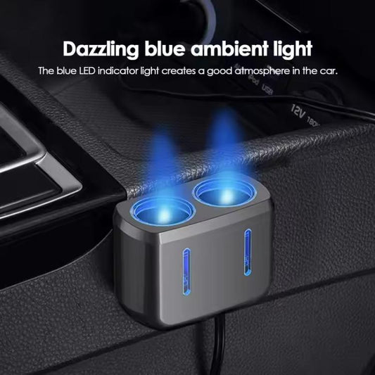 SHUNWEI SD-1904 Dual Socket Car Cigarette Lighter Splitter with USB Charger (Black) - Cigar Socket by SHUNWEI | Online Shopping UK | buy2fix