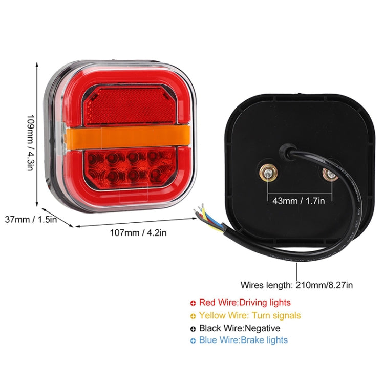 2pcs 12-24V 28LEDs Square Trailer Taillight - Brake Lights by buy2fix | Online Shopping UK | buy2fix