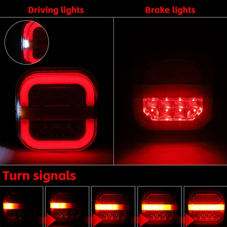 2pcs 12-24V 28LEDs Square Trailer Taillight - Brake Lights by buy2fix | Online Shopping UK | buy2fix