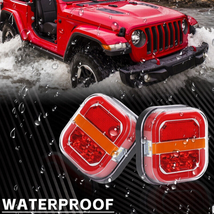 2pcs 12-24V 28LEDs Square Trailer Taillight - Brake Lights by buy2fix | Online Shopping UK | buy2fix