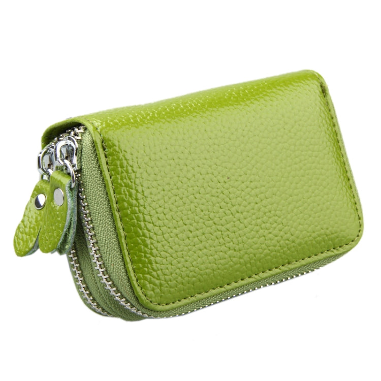Genuine Leather Dual Layer Zipper Card Holder Wallet RFID Blocking Purse, Size: 10.5x7.0x4.0cm(Green) - Antimagnetic RFID Package by buy2fix | Online Shopping UK | buy2fix