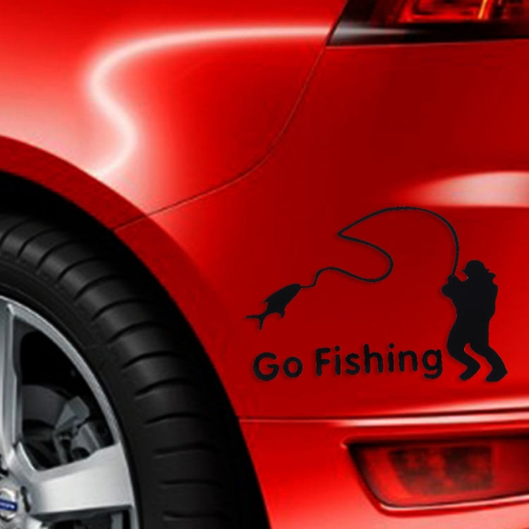 10 PCS Go Fishing Styling Reflective Car Sticker, Size: 14cm x 9.5cm(Black) by buy2fix