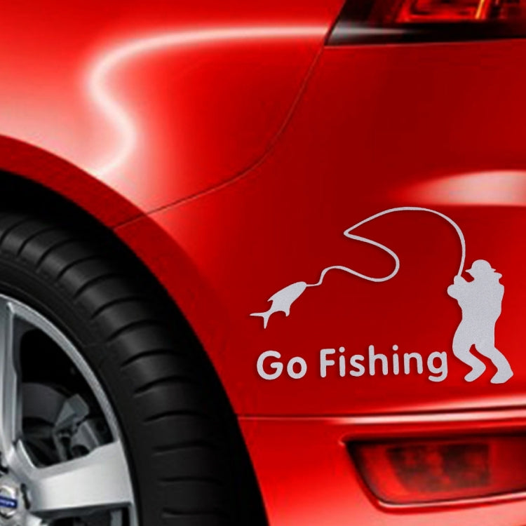 10 PCS Go Fishing Styling Reflective Car Sticker, Size: 14cm x 9.5cm(Silver) by buy2fix