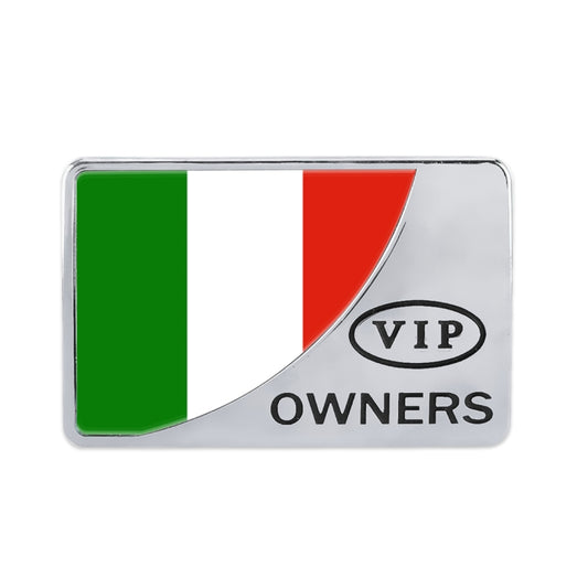 Universal Car Italy Flag Rectangle Shape VIP Metal Decorative Sticker (Silver) by buy2fix