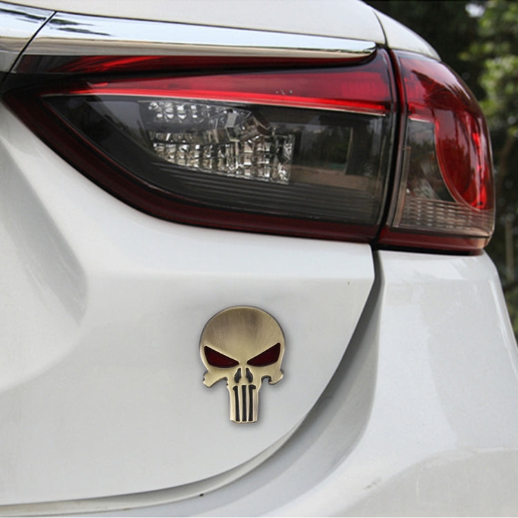 Gold Skull with Red Eyes Metal Car Sticker by buy2fix