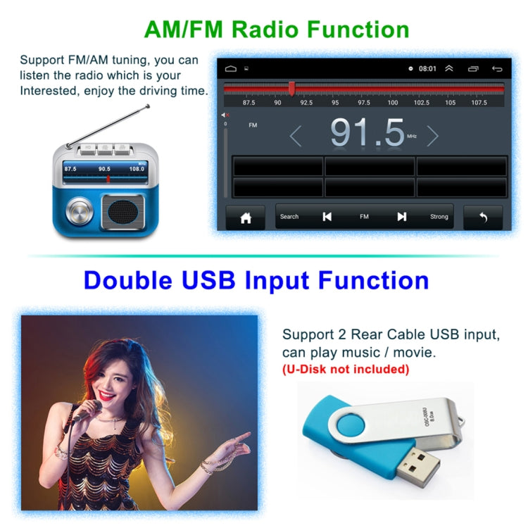 HD 10.1 inch Universal Car Android 8.1 Radio Receiver MP5 Player, Support FM & Bluetooth & TF Card & GPS - Car MP3 & MP4 & MP5 by buy2fix | Online Shopping UK | buy2fix