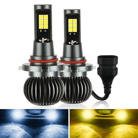 2 PCS EV15 9005 / 9006 DC9-32V / 6W / IP67 Car LED Double Color Fog Light, Cold White Light + Amber Light - Fog / Driving Lights by buy2fix | Online Shopping UK | buy2fix