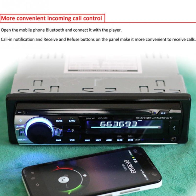 JSD-520 Car Stereo Radio MP3 Audio Player Support Bluetooth Hand-free Calling / FM / USB / SD, Ordinary Version - Car MP3 & MP4 & MP5 by buy2fix | Online Shopping UK | buy2fix