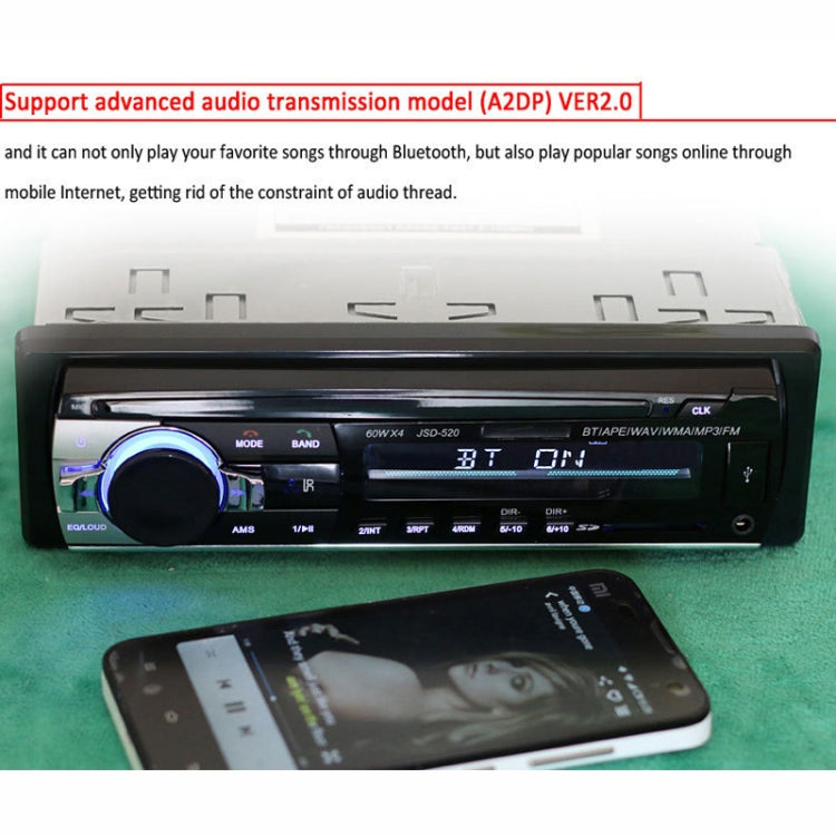 JSD-520 Car Stereo Radio MP3 Audio Player Support Bluetooth Hand-free Calling / FM / USB / SD, Ordinary Version - Car MP3 & MP4 & MP5 by buy2fix | Online Shopping UK | buy2fix