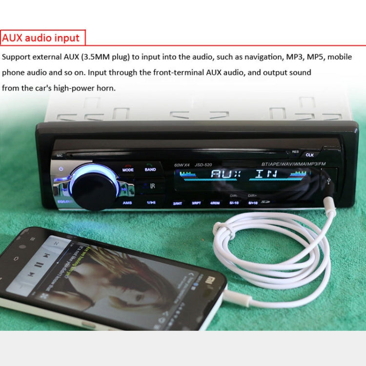 JSD-520 Car Stereo Radio MP3 Audio Player Support Bluetooth Hand-free Calling / FM / USB / SD, Ordinary Version - Car MP3 & MP4 & MP5 by buy2fix | Online Shopping UK | buy2fix