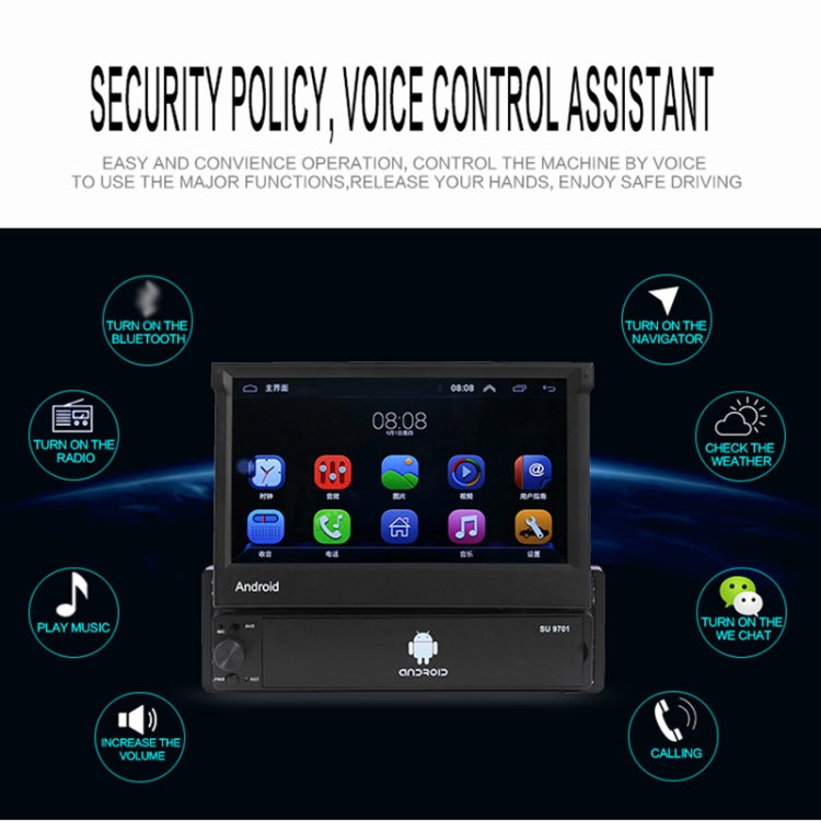 SU 9701 1GB+32GB 7 inch HD Foldable Universal Car Android Radio Receiver MP5 Player, Support FM & Bluetooth & TF Card & GPS & Phone Link & WiFi - Car MP3 & MP4 & MP5 by buy2fix | Online Shopping UK | buy2fix