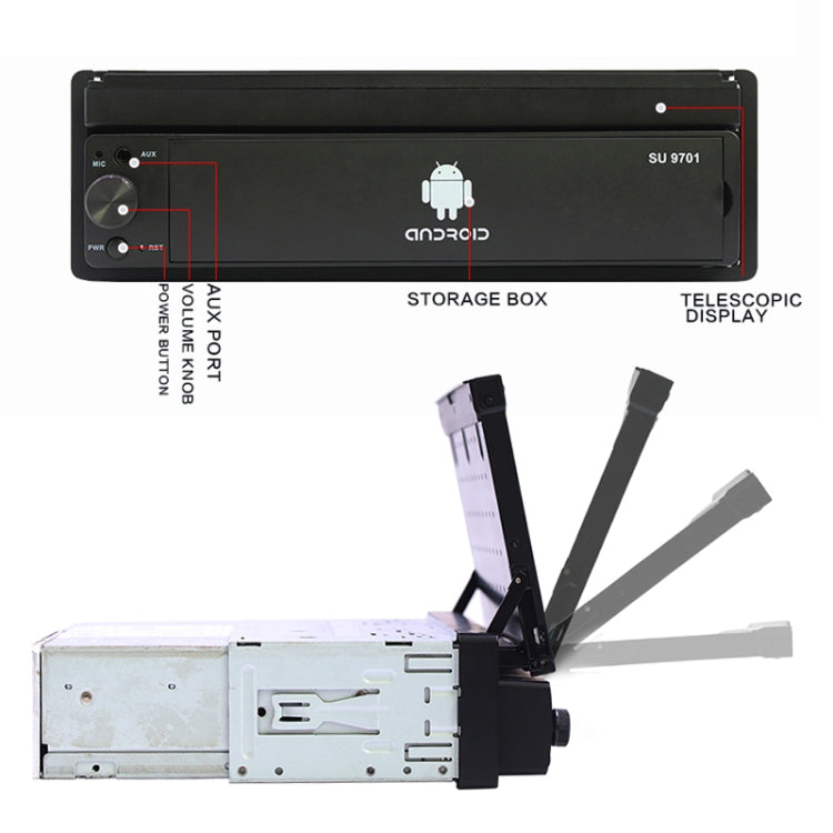 SU 9701 1GB+32GB 7 inch HD Foldable Universal Car Android Radio Receiver MP5 Player, Support FM & Bluetooth & TF Card & GPS & Phone Link & WiFi - Car MP3 & MP4 & MP5 by buy2fix | Online Shopping UK | buy2fix