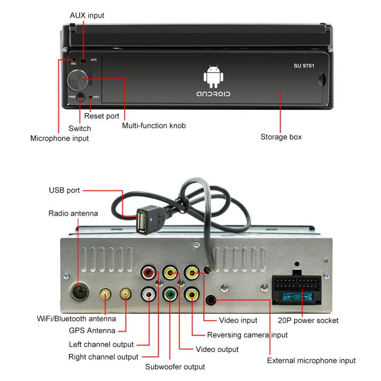 SU 9701 1GB+32GB 7 inch HD Foldable Universal Car Android Radio Receiver MP5 Player, Support FM & Bluetooth & TF Card & GPS & Phone Link & WiFi - Car MP3 & MP4 & MP5 by buy2fix | Online Shopping UK | buy2fix