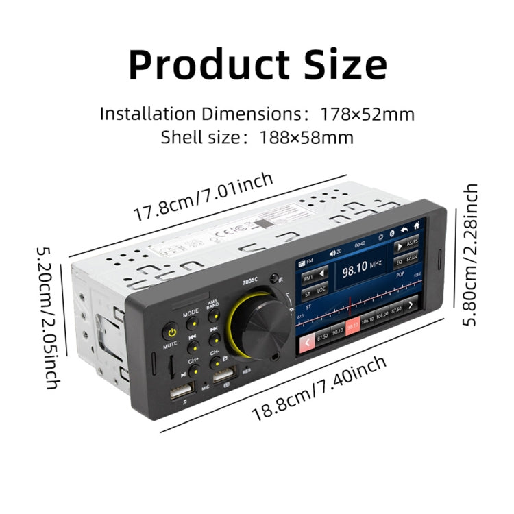 SWM-7805C 4.1 inch Touch Screen Universal Car Radio Receiver MP5 Player, Support FM & Bluetooth & TF Card with Remote Control - Car MP3 & MP4 & MP5 by buy2fix | Online Shopping UK | buy2fix