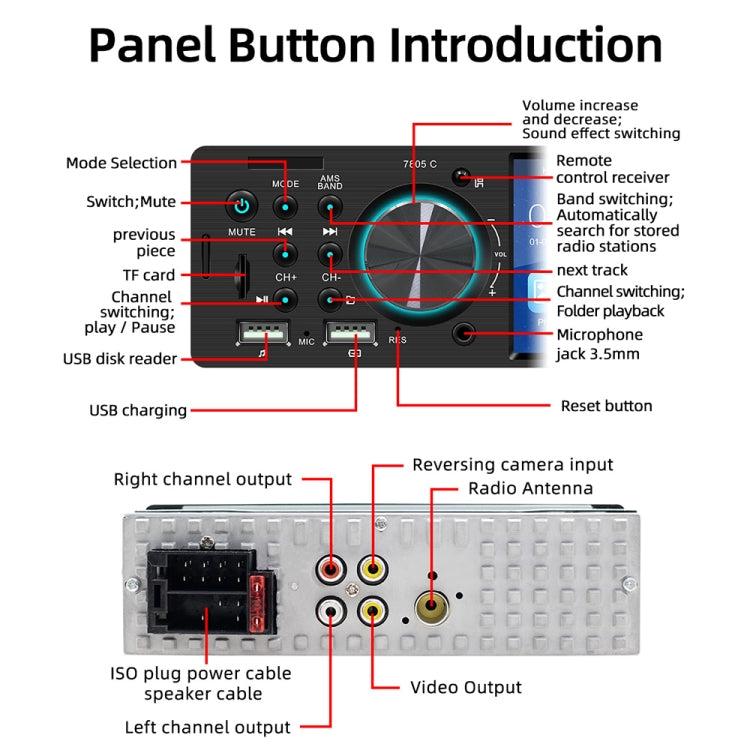 SWM-7805C 4.1 inch Touch Screen Universal Car Radio Receiver MP5 Player, Support FM & Bluetooth & TF Card with Remote Control - Car MP3 & MP4 & MP5 by buy2fix | Online Shopping UK | buy2fix