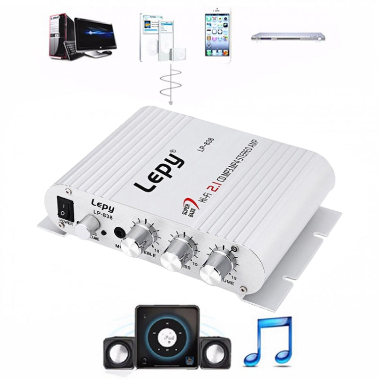Car 2.1CH HIFI Subwoofer Amplifier Audio, Support MP3(Silver) - by buy2fix | Online Shopping UK | buy2fix