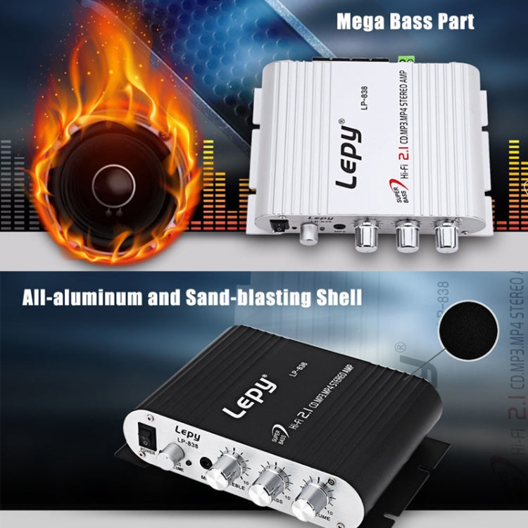 Car 2.1CH HIFI Subwoofer Amplifier Audio, Support MP3(Silver) - by buy2fix | Online Shopping UK | buy2fix