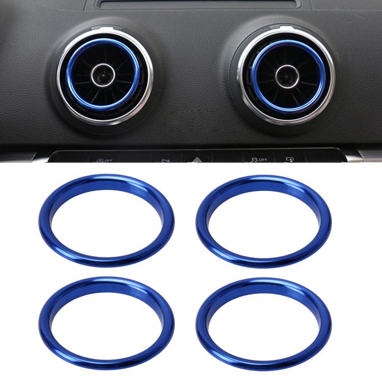 4 PCS Car Outlet Decorative Rings Aluminum Alloy Air Outlet Chrome Trim Ring Car Dashboard Air Vents Cover Sticker Decoration for Audi A3(Blue) - Decoration Rings by buy2fix | Online Shopping UK | buy2fix
