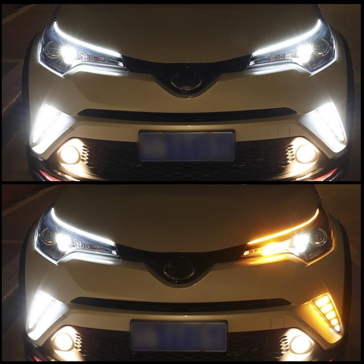 2 PCS 45cm DC12V 5W Ultra-thin Waterproof Car Auto Double Colors Turn Lights / Running Lights SMD-2835 LED Bulbs (Turn Lights: Yellow Light; Running Lights: Ice Blue Light) - Running Lights by buy2fix | Online Shopping UK | buy2fix