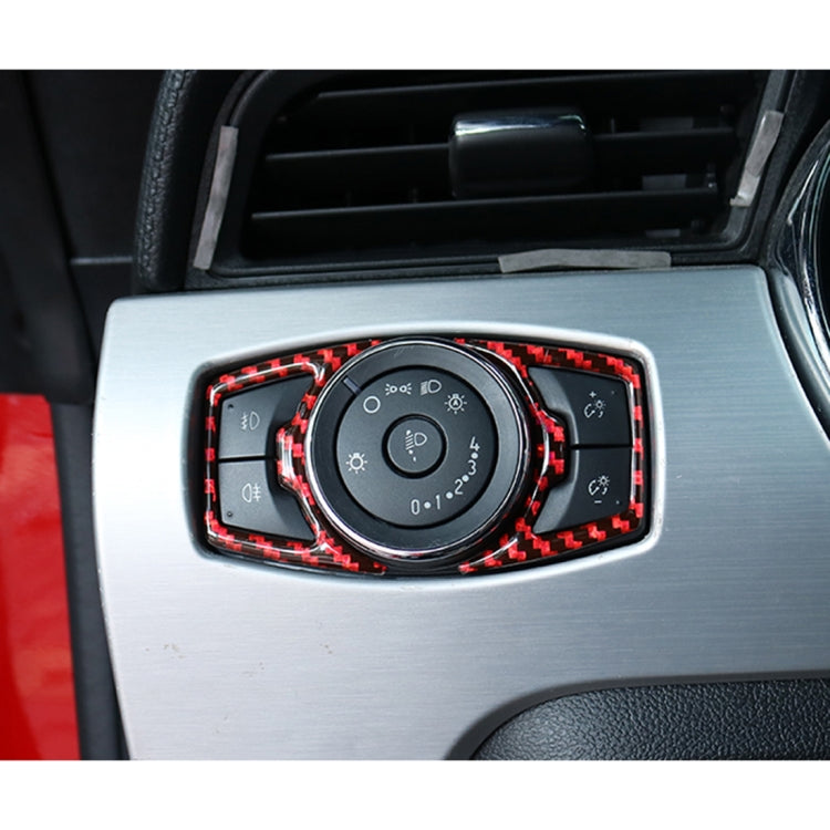 2 in 1 Car Carbon Fiber Headlight Switch Button Frame Decorative Sticker for Ford Mustang 2015-2020 by buy2fix