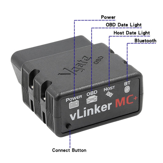Vgate VLINKER MC+ V2.2 Bluetooth 4.0 Car OBD Fault Diagnosis Detector - Code Readers & Scan Tools by Vgate | Online Shopping UK | buy2fix