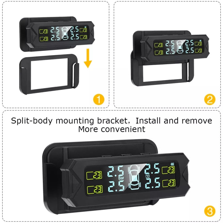 Car High Precision Solar Charging Tire Pressure Monitoring System TPMS, Built-in Beep Sensor - Tire Pressure Gauges by buy2fix | Online Shopping UK | buy2fix