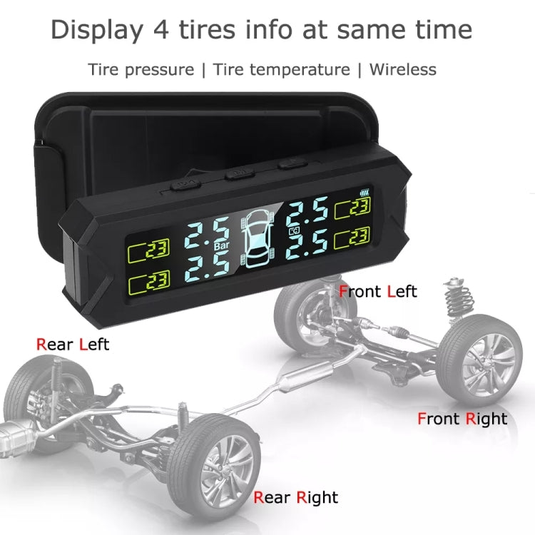 Car High Precision Solar Charging Tire Pressure Monitoring System TPMS, Built-in Beep Sensor - Tire Pressure Gauges by buy2fix | Online Shopping UK | buy2fix