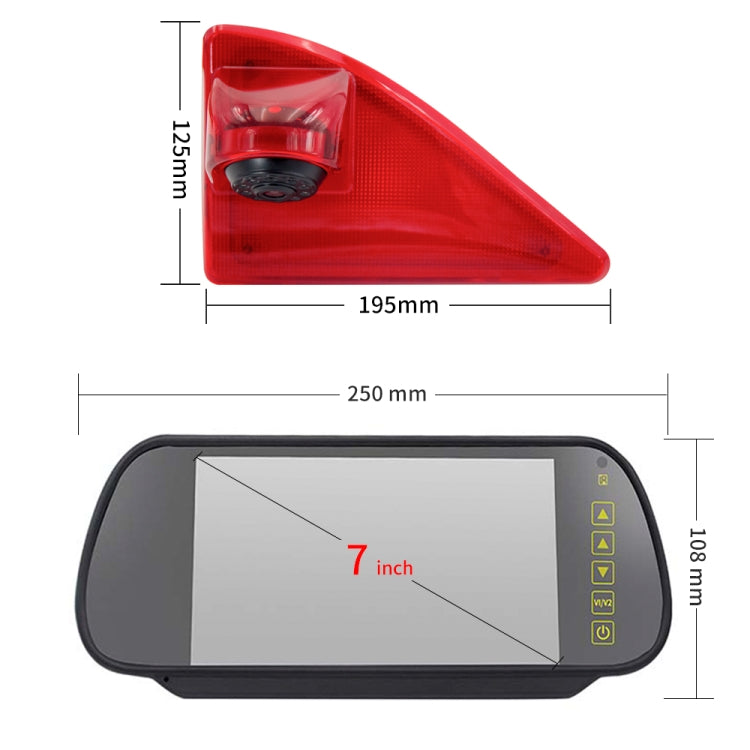 PZ462 Car Waterproof Brake Light View Camera + 7 inch Rearview Monitor for Renault / Nissan / Opel - Rear View Cameras by buy2fix | Online Shopping UK | buy2fix