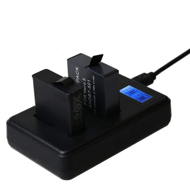 AHDBT-501 LCD Screen Dual Batteries Charger for GoPro HERO5 with Displays Charging Capacity by buy2fix