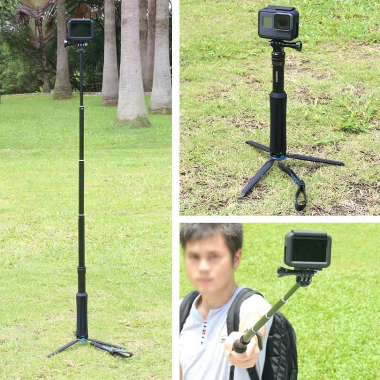Portable Foldable Tripod Holder Selfie Monopod Stick for GoPro, Insta360, DJI and Other Action Cameras, Length: 23.5-81cm by buy2fix