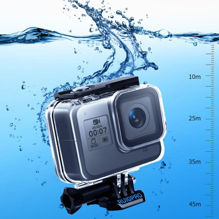 RUIGPRO for GoPro HERO8 Black 45m Waterproof Housing Protective Case with Buckle Basic Mount & Screw(Transparent) - Waterproof Cases by RUIGPRO | Online Shopping UK | buy2fix