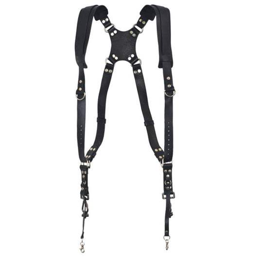 Quick Release Anti-Slip Dual Shoulder Leather Harness Camera Strap with Metal Hook for SLR / DSLR Cameras(Black) by buy2fix