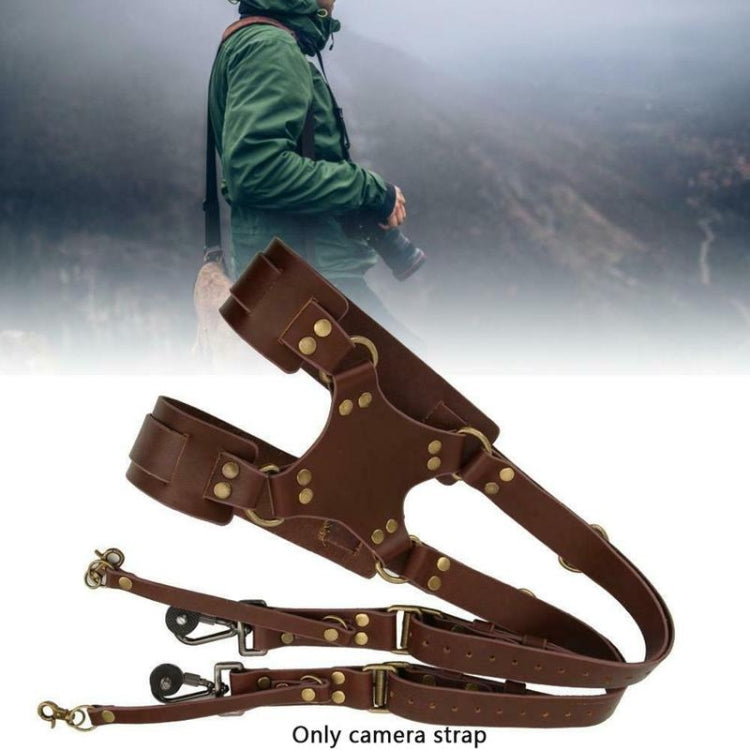 Quick Release Anti-Slip Dual Shoulder Leather Harness Camera Strap with Metal Hook for SLR / DSLR Cameras(Brown) - Camera Strap by buy2fix | Online Shopping UK | buy2fix