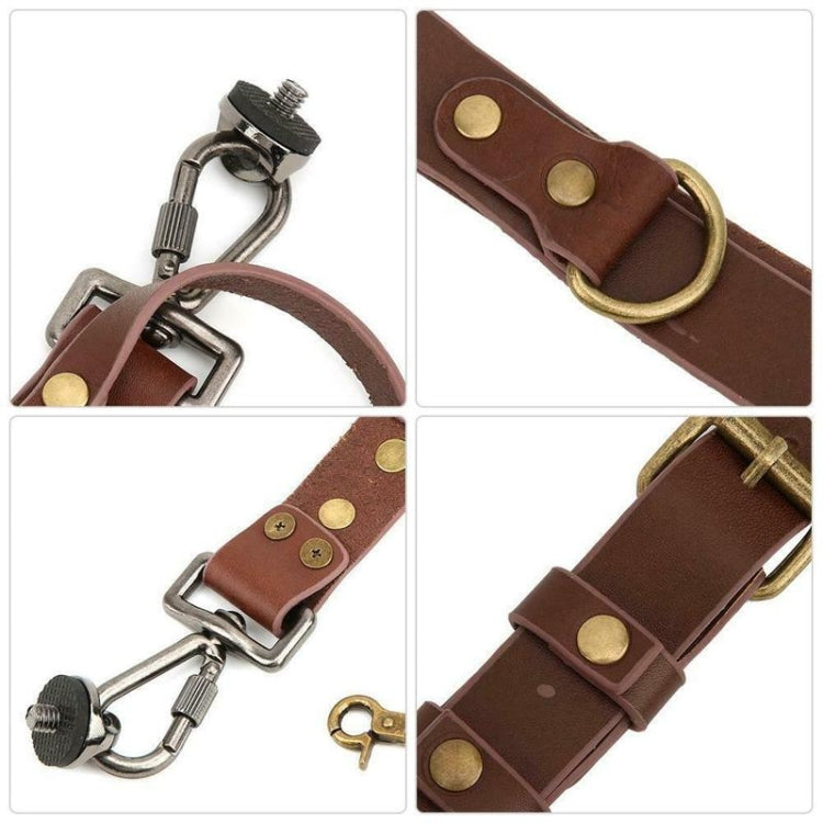 Quick Release Anti-Slip Dual Shoulder Leather Harness Camera Strap with Metal Hook for SLR / DSLR Cameras(Brown) - Camera Strap by buy2fix | Online Shopping UK | buy2fix