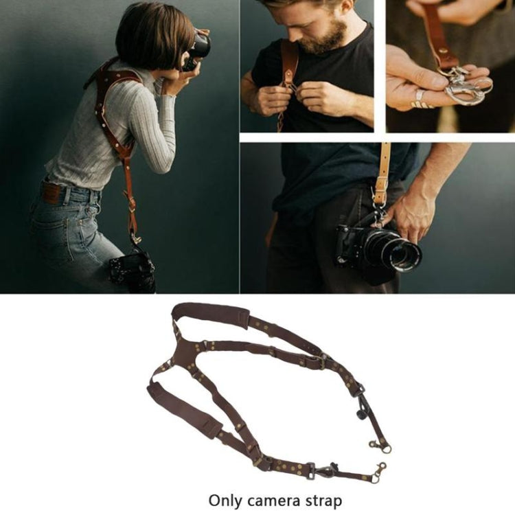 Quick Release Anti-Slip Dual Shoulder Leather Harness Camera Strap with Metal Hook for SLR / DSLR Cameras(Brown) - Camera Strap by buy2fix | Online Shopping UK | buy2fix
