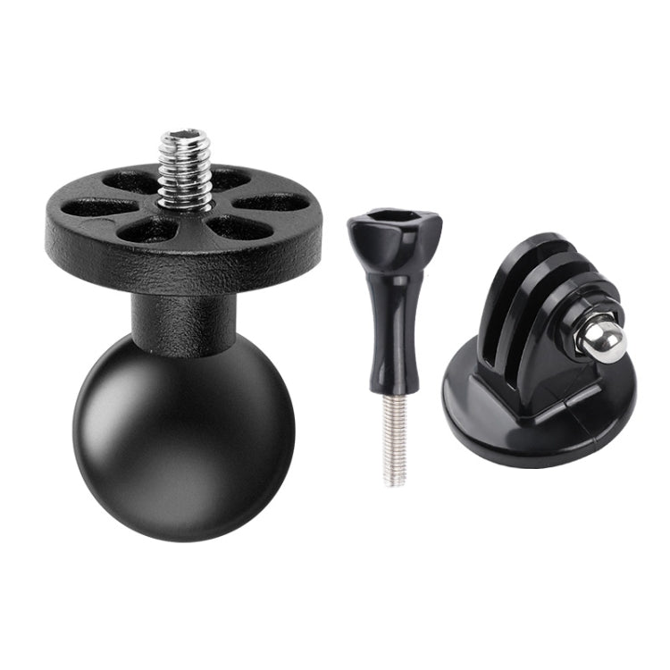 1/4 inch Screw 25mm Ball Head Motorcycle Fixed Mount Holder with Tripod Adapter & Screw for GoPro, Insta360, DJI and Other Action Cameras(Black) - Bicycle Handlebar Mount by buy2fix | Online Shopping UK | buy2fix