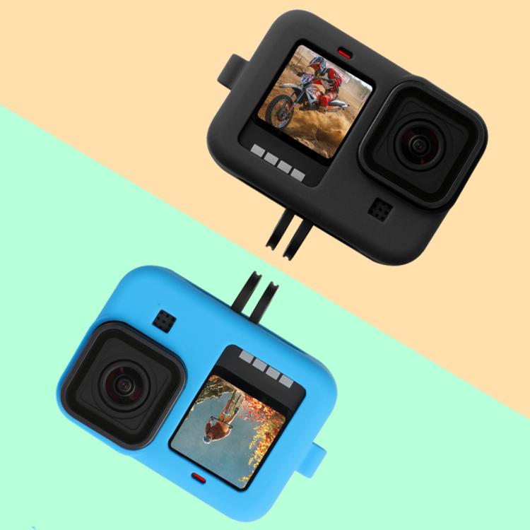 For GoPro HERO10 Black / HERO9 Black Silicone Protective Case Cover with Wrist Strap & Lens Cover(Black) by buy2fix